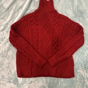 Zara Sz S/M cozy chunky cable knit sweater - dark cherry /rust red gorgeous NWOT